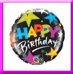 SKS 18in Birthday Brilliant Stars Black Balloon