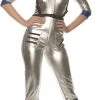 Dotsy's Entertainment Co. Orbit Sexy Outer Space Woman Costume Astronaut Silver Bodysuit Size SMall