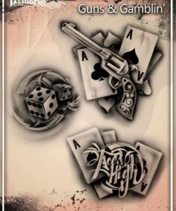 ProAiir Wiser's Guns & Gamblin Tattoo Pro Stencil 2