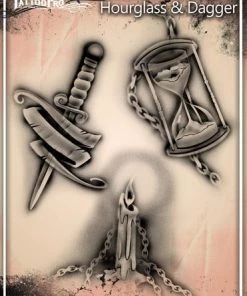 ProAiir Wiser's Hourglass & Dagger Tattoo Pro Stencil 2 Wiser's Tattoo Pro Stencils
