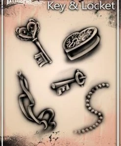 ProAiir Wiser's Tattoo Pro Stencils Wiser's Key And Locket Tattoo Pro Stencil 2