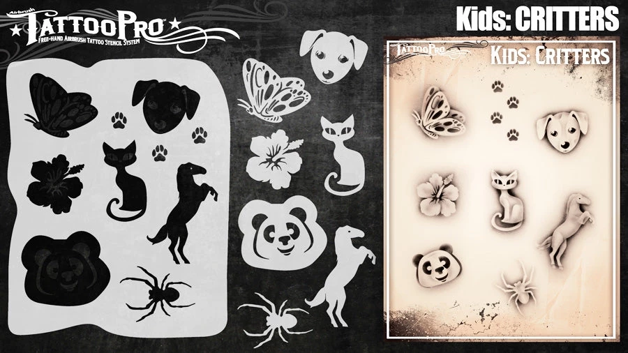 ProAiir Wiser's Kids Critters Tattoo Pro Stencil 4 ProAiir Wiser's Kids Critters Tattoo Pro Stencil