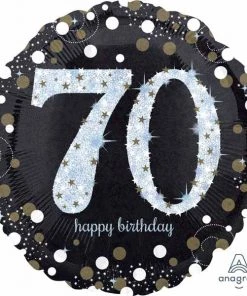 Dotsy's Entertainment Co. Letters/Numbers SPARKLING BIRTHDAY 70 HOLOGRAPHIC 18" ROUND FOIL BALLOON