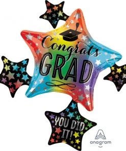 Graduation Anagram Balloons COLORFUL GRAD CLUSTER 35" Star Foil Balloon