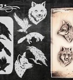ProAiir Wiser's Tattoo Pro Stencils Wiser's Fox And Crow Tattoo Pro Stencil