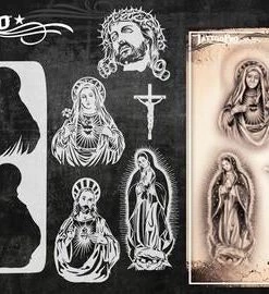 ProAiir Wiser's Jesus & Mary Tattoo Pro Stencil