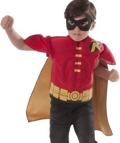 Dotsy's Entertainment Co. Rubies Costume Co Robin Muscle Chest Kids Halloween Costume Shirt With Cape And Mask
