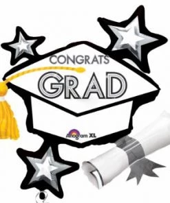 Dotsy's Entertainment Co. Graduation CONGRATS GRAD WHITE 31" SHAPE Foil Balloon