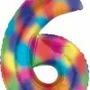 Letters/Numbers Anagram Balloons NUMBER #6 RAINBOW SPLASH 34"
