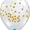 SKS Clear With Gold Confetti 11" Latex Balloon