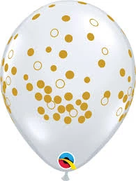 SKS Clear With Gold Confetti 11" Latex Balloon