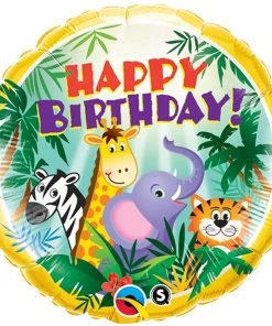 Dotsy's Entertainment Co. 18 Inch Round Jungle Animals Happy Birthday Foil Balloon