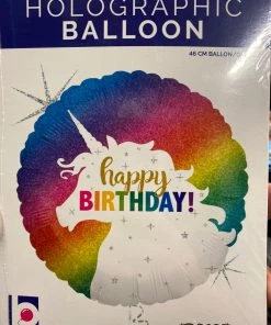 SKS 18” Happy Birthday Glitter Rainbow Unicorn Balloon