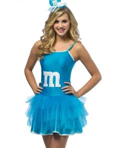 Dotsy's Entertainment Co. Women's Costumes M & M Blue Party Dress Adult Halloween Costume Standard Size