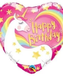 Dotsy's Entertainment Co. Unicorn Heart Happy Birthday 18 Inch Foil Balloon