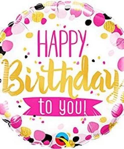 SKS 18" BIRTHDAY TO YOU PINK & GOLD Balloon