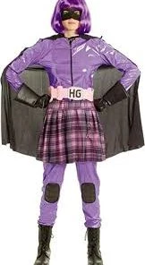 Dotsy's Entertainment Co. Kid's Halloween Costumes Paper Magic Women's Kick Ass Hit Girl Child's Halloween Costume Purple Large