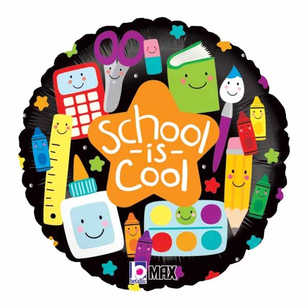 Graduation Betallic Balloons SCHOOL IS COOL 18" Round Foil Balloon 3 Graduation Betallic Balloons SCHOOL IS COOL 18" Round Foil Balloon