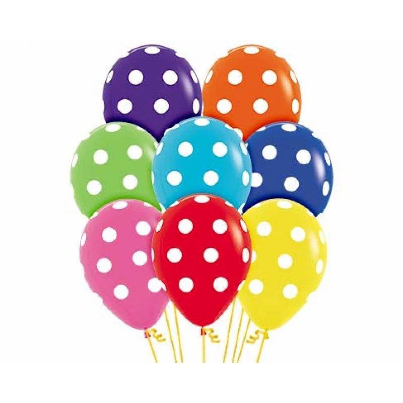 SKS 11" Polka Dot Latex Balloon, Assorted Colours 3 SKS 11" Polka Dot Latex Balloon, Assorted Colours