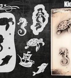 ProAiir Wiser's Kids Ocean Fun Tattoo Pro Stencil Wiser's Tattoo Pro Stencils
