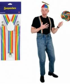 SKS Rainbow Striped Suspenders Halloween Costume Accessory The Christmas Collection