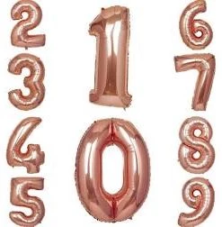 SKS Letters/Numbers Rose Gold Foil Number Balloons 34"