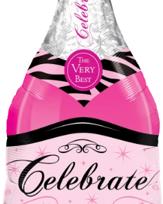 SKS Pink Bubbly Champagne Bottle Foil Balloon 36"