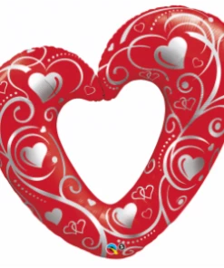 Qualatex Hearts And Filigree Open Heart Foil Balloon
