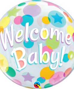 SKS WELCOME BABY DOTS 22" BUBBLE Balloon