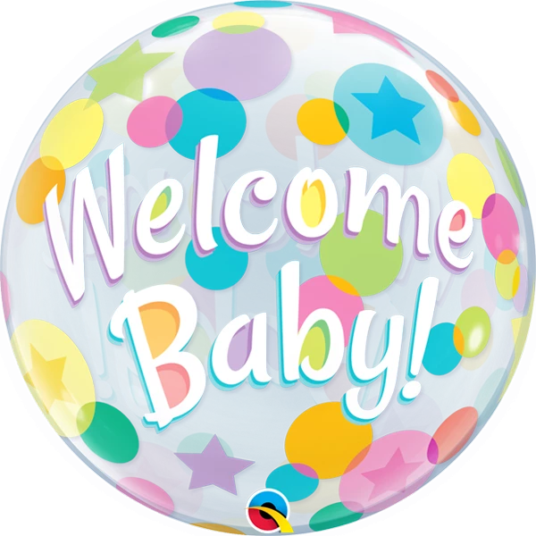 SKS WELCOME BABY DOTS 22" BUBBLE Balloon 3 SKS WELCOME BABY DOTS 22" BUBBLE Balloon