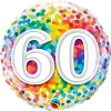 Qualatex Birthday 60 RAINBOW CONFETTI 18" FOIL ROUND BALLOON