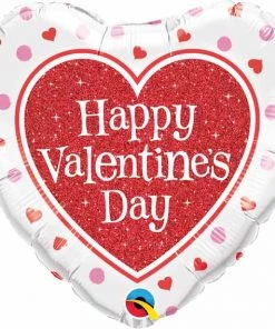 Qualatex The Valentine's Day Collection VALENTINE RED HEART GLITTER 18" HEART BALLOON